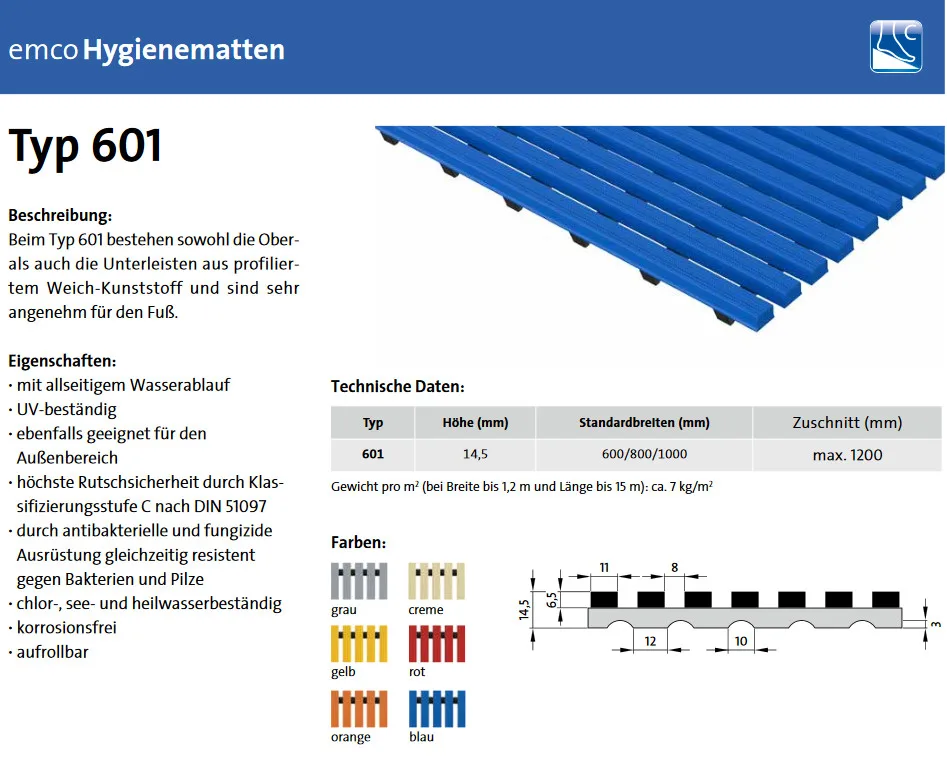 EMCO-Hygienematte 601, 100 cm breit