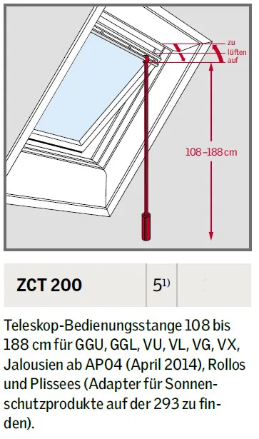 VELUX-Teleskop-Bedienungsstange ZCT 200