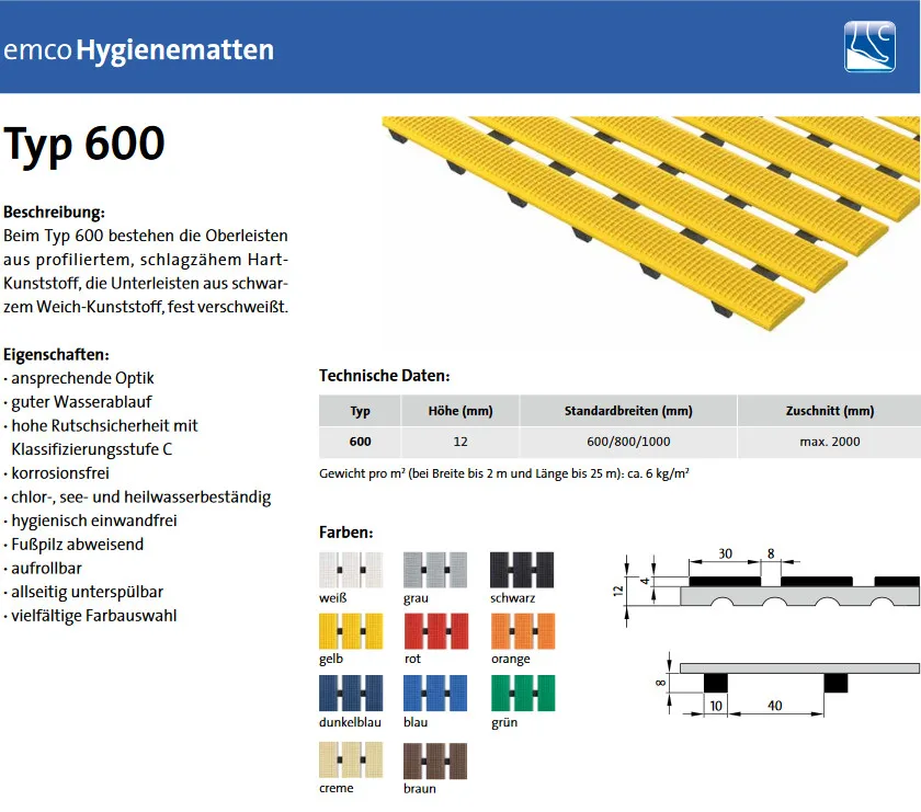 EMCO-Badematte 600, 60 cm breit