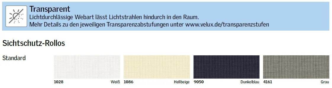 VELUX-Innenrollo RHL zum Einhängen für Fenstergröße F04/F06/F08/FK04/FK06/FK08